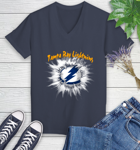 Tampa Bay Lightning NHL Hockey Adoring Fan Rip Sports Women's V-Neck T-Shirt 12