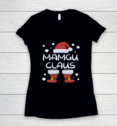 Mamgu Claus Happy Christmas Pajama Family Matching Xmas Women's V-Neck T-Shirt