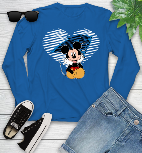 NFL Carolina Panthers The Heart Mickey Mouse Disney Football T Shirt_000 Youth Long Sleeve 10
