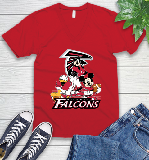 NFL Atlanta Falcons Mickey Mouse Donald Duck Goofy Football Shirt V-Neck T-Shirt 6