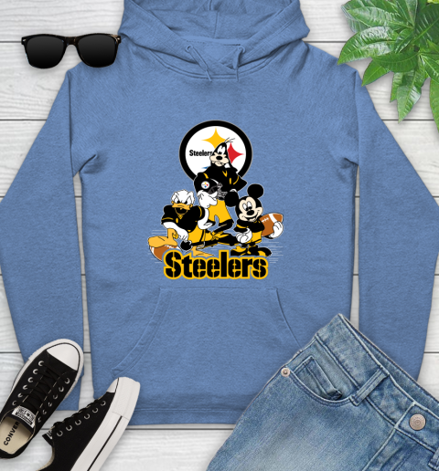 NFL Pittsburgh Steelers Mickey Mouse Donald Duck Goofy Football Shirt Youth Hoodie 13