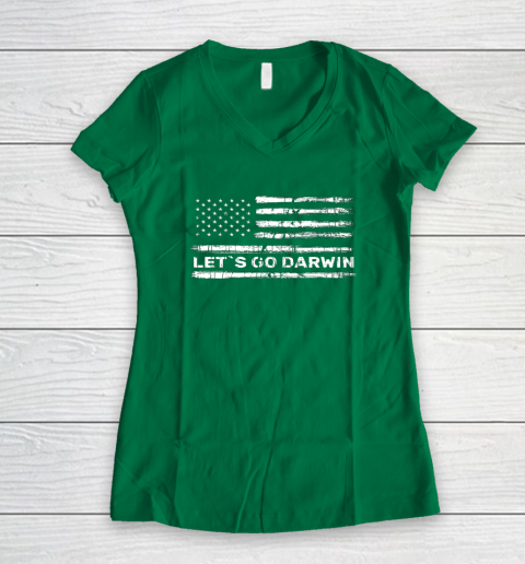Lets Go Darwin Funny Sarcastic Us Flag Women's V-Neck T-Shirt 3