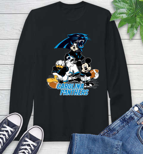 NFL Carolina Panthers Mickey Mouse Donald Duck Goofy Football Shirt Long Sleeve T-Shirt