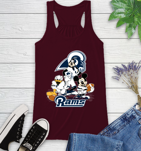 NFL Los Angeles Rams Mickey Mouse Donald Duck Goofy Football Shirt Racerback Tank 2