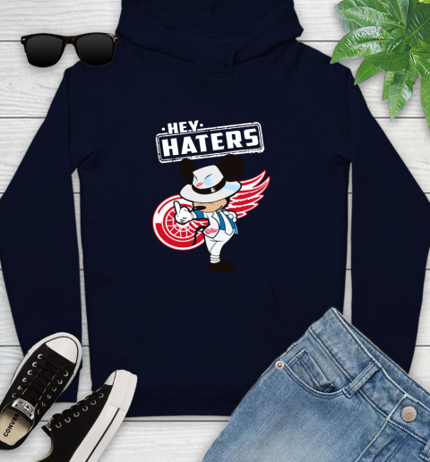 NHL Hey Haters Mickey Hockey Sports Detroit Red Wings Youth Hoodie 3