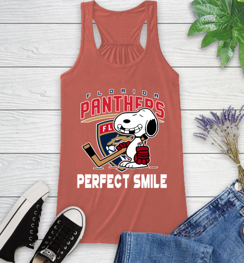 NHL Florida Panthers Snoopy Perfect Smile The Peanuts Movie Hockey T Shirt Racerback Tank 3