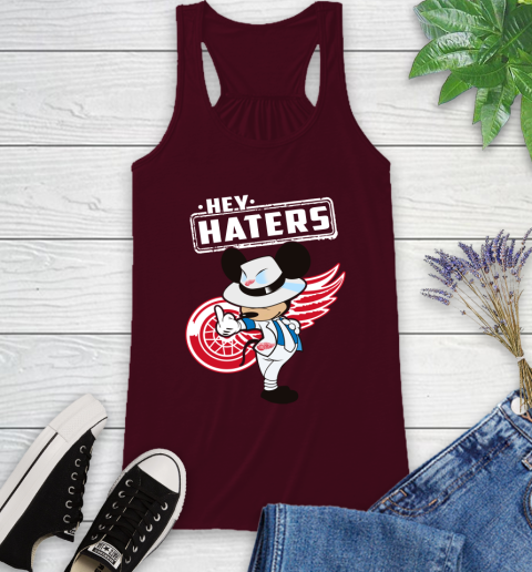 NHL Hey Haters Mickey Hockey Sports Detroit Red Wings Racerback Tank 2