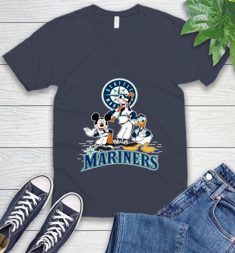 MLB Seattle Mariners Mickey Mouse Donald Duck Goofy Baseball T Shirt V-Neck T-Shirt 8