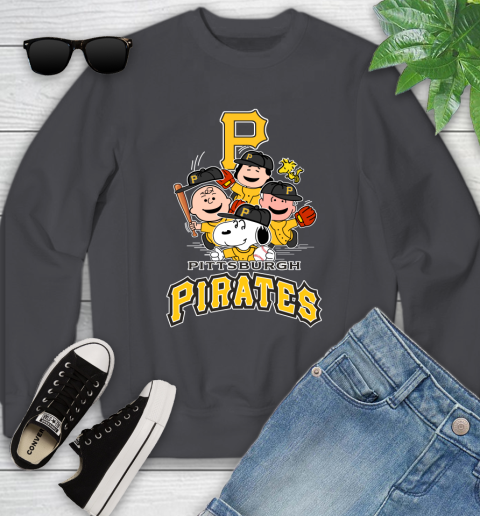 MLB Pittsburgh Pirates Snoopy Charlie Brown Woodstock The Peanuts Movie Baseball T Shirt_000 Youth Sweatshirt 5