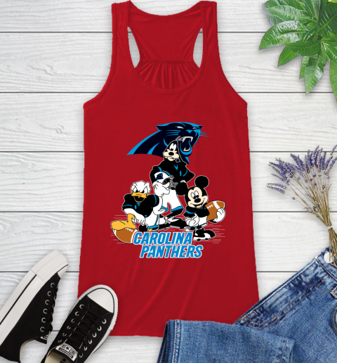 NFL Carolina Panthers Mickey Mouse Donald Duck Goofy Football Shirt Racerback Tank 5