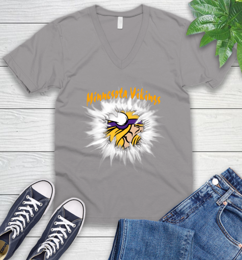 Minnesota Vikings NFL Football Adoring Fan Rip Sports V-Neck T-Shirt 3
