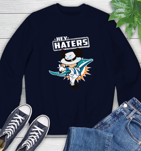 NFL Hey Haters Mickey Football Sports Miami Dolphins Sweatshirt 2