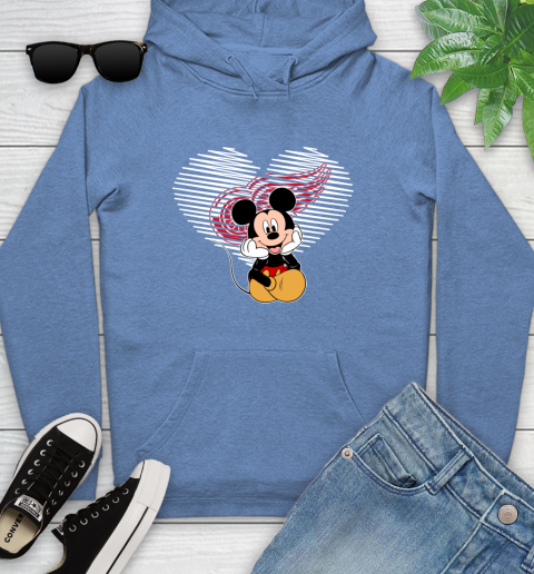 NHL Detroit Red Wings The Heart Mickey Mouse Disney Hockey Youth Hoodie 13
