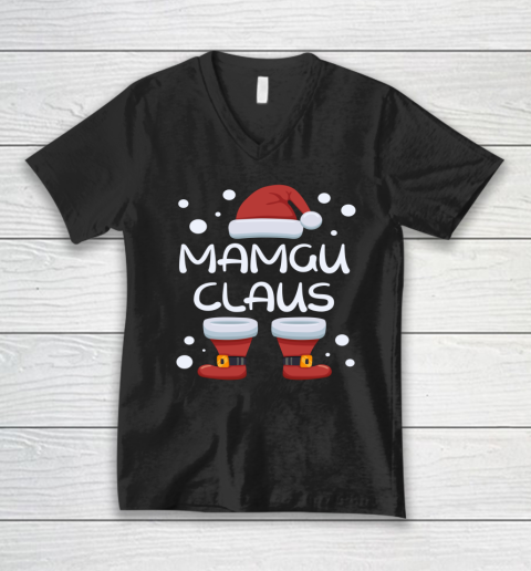 Mamgu Claus Happy Christmas Pajama Family Matching Xmas V-Neck T-Shirt