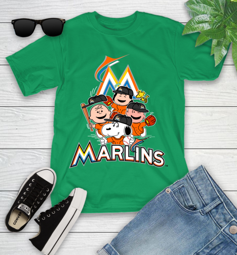 MLB Miami Marlins Snoopy Charlie Brown Woodstock The Peanuts Movie Baseball T Shirt Youth T-Shirt 8