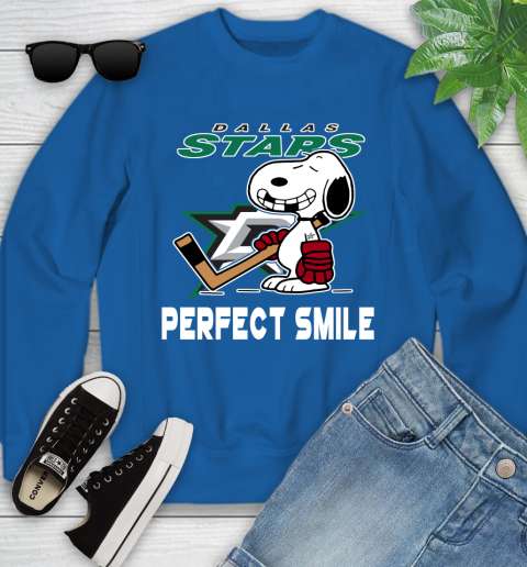 NHL Dallas Stars Snoopy Perfect Smile The Peanuts Movie Hockey T Shirt Youth Sweatshirt 7