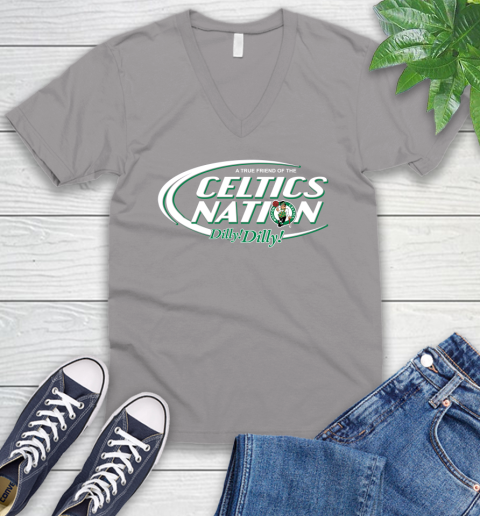 NBA A True Friend Of The Boston Celtics Dilly Dilly Basketball Sports V-Neck T-Shirt 3