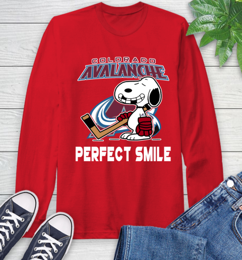 NHL Colorado Avalanche Snoopy Perfect Smile The Peanuts Movie Hockey T Shirt Long Sleeve T-Shirt 11