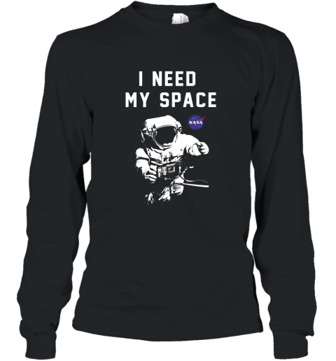 NASA I Need My Space Faded Astronaut Graphic T Shirt Long Sleeve