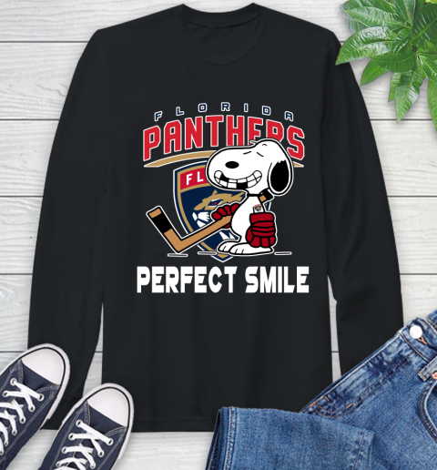 NHL Florida Panthers Snoopy Perfect Smile The Peanuts Movie Hockey T Shirt Long Sleeve T-Shirt