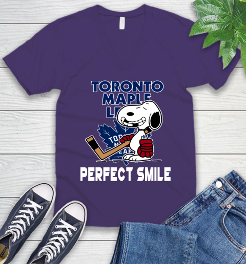 NHL Toronto Maple Leafs Snoopy Perfect Smile The Peanuts Movie Hockey T Shirt V-Neck T-Shirt 9