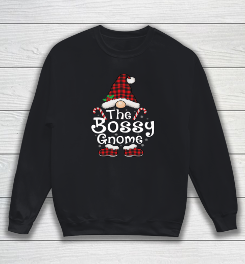 Bossy Gnome Buffalo Plaid Matching Family Christmas Sweatshirt