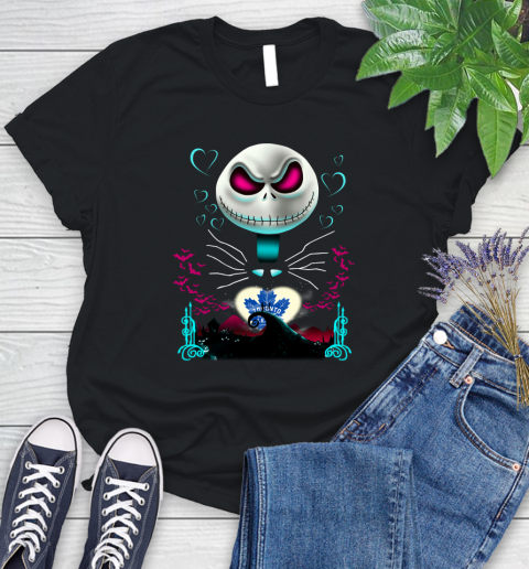 NHL Toronto Maple Leafs Jack Skellington Sally The Nightmare Before Christmas Hockey Women's T-Shirt