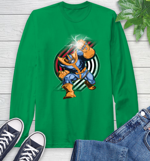 Portland Trail Blazers NBA Basketball Thanos Avengers Infinity War Marvel Long Sleeve T-Shirt 8
