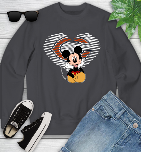 NFL Chicago Bears The Heart Mickey Mouse Disney Football T Shirt_000 Youth Sweatshirt 5
