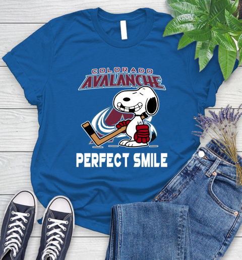 NHL Colorado Avalanche Snoopy Perfect Smile The Peanuts Movie Hockey T Shirt Women's T-Shirt 12
