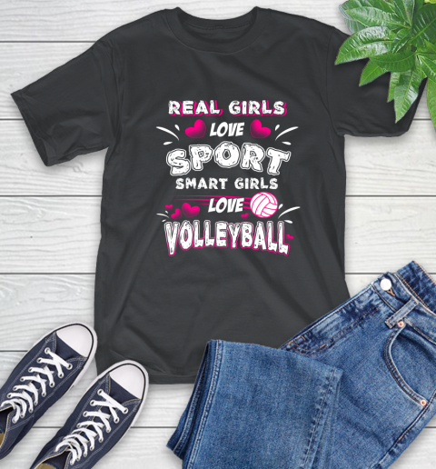 Real Girls Loves Sport Smart Girls Play Volleyball T-Shirt 1
