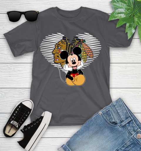 NHL Chicago Blackhawks Carolina Hurricanes The Heart Mickey Mouse Disney Hockey Youth T-Shirt 6