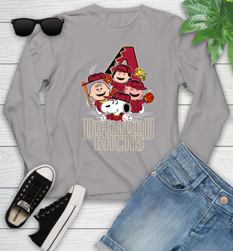 MLB Arizona Diamondbacks Snoopy Charlie Brown Woodstock The Peanuts Movie Baseball T Shirt_000 Youth Long Sleeve 5