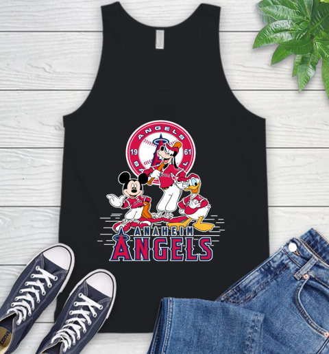 MLB Los Angeles Angels Mickey Mouse Donald Duck Goofy Baseball T Shirt Tank Top