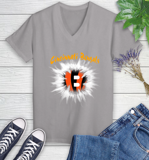 Cincinnati Bengals NFL Football Adoring Fan Rip Sports Women's V-Neck T-Shirt 4