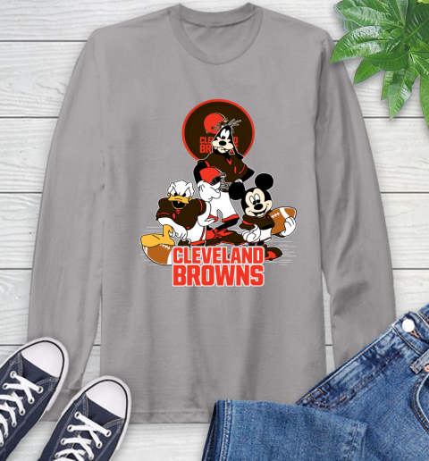 NFL Cleveland Browns Mickey Mouse Donald Duck Goofy Football Shirt Long Sleeve T-Shirt 6