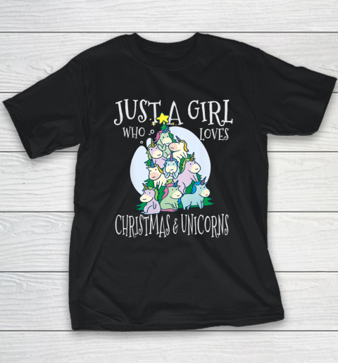 Just A Girl Who Loves Christmas Unicorns Youth T-Shirt