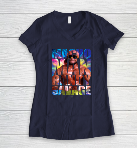 Randy Macho Man Savage WWE Disco Splash Women's V-Neck T-Shirt 14