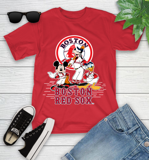 MLB Boston Red Sox Mickey Mouse Donald Duck Goofy Baseball T Shirt Youth T-Shirt 13