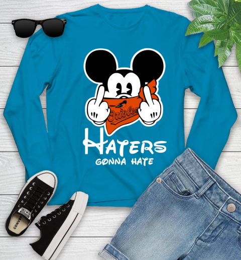 MLB Baltimore Orioles Haters Gonna Hate Mickey Mouse Disney Baseball T Shirt_000 Youth Long Sleeve 8