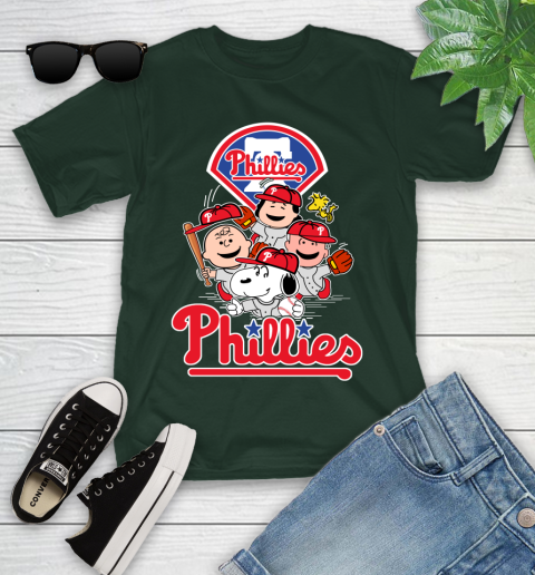 MLB Philadelphia Phillies Snoopy Charlie Brown Woodstock The Peanuts Movie Baseball T Shirt_000 Youth T-Shirt 5
