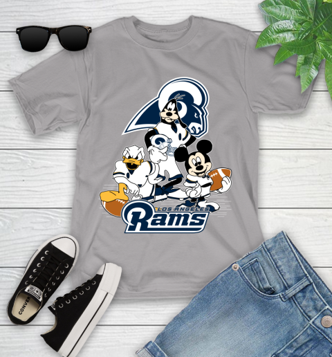 NFL Los Angeles Rams Mickey Mouse Donald Duck Goofy Football Shirt Youth T-Shirt 4