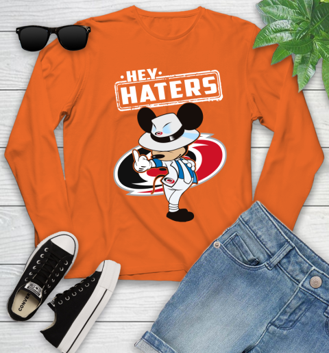 NHL Hey Haters Mickey Hockey Sports Carolina Hurricanes Youth Long Sleeve 3