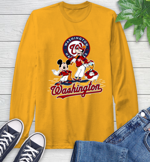 MLB Washington Nationals Mickey Mouse Donald Duck Goofy Baseball T Shirt Long Sleeve T-Shirt 2