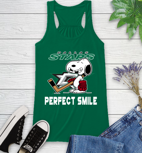 NHL Dallas Stars Snoopy Perfect Smile The Peanuts Movie Hockey T Shirt Racerback Tank 6
