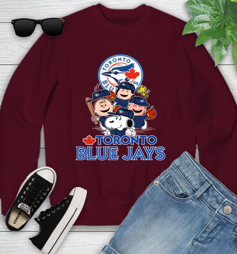MLB Toronto Blue Jays Snoopy Charlie Brown Woodstock The Peanuts Movie Baseball T Shirt_000 Youth Sweatshirt 4