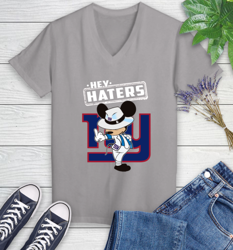 NFL Hey Haters Mickey Football Sports New York Giants Women's V-Neck T-Shirt 4