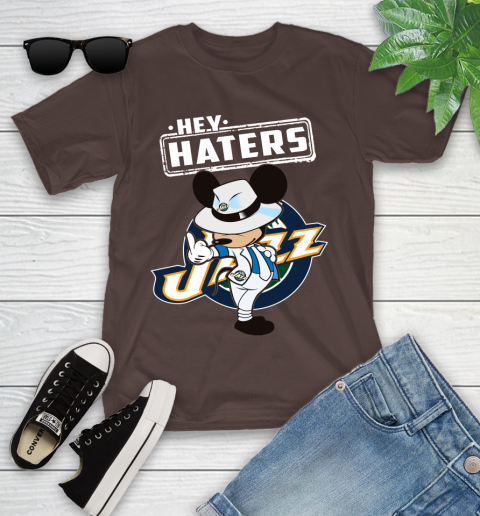 NBA Hey Haters Mickey Basketball Sports Utah Jazz Youth T-Shirt 7