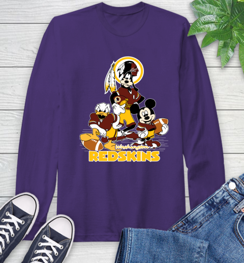NFL Washington Redskins Mickey Mouse Donald Duck Goofy Football Shirt Long Sleeve T-Shirt 5