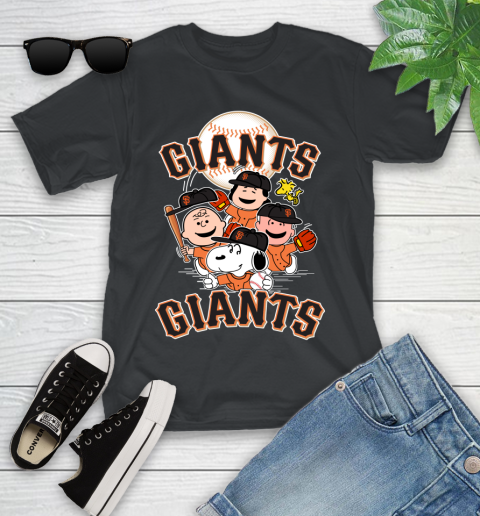 MLB San Francisco Giants Snoopy Charlie Brown Woodstock The Peanuts Movie Baseball T Shirt_000 Youth T-Shirt